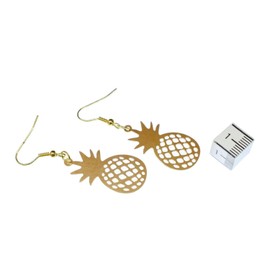 Miniblings Pineapple Earrings Fruit Summer Holiday Golden Handmade Fashion Jewellery I Earrings Earrings Gold-Plated, Cotton, No Gemstone