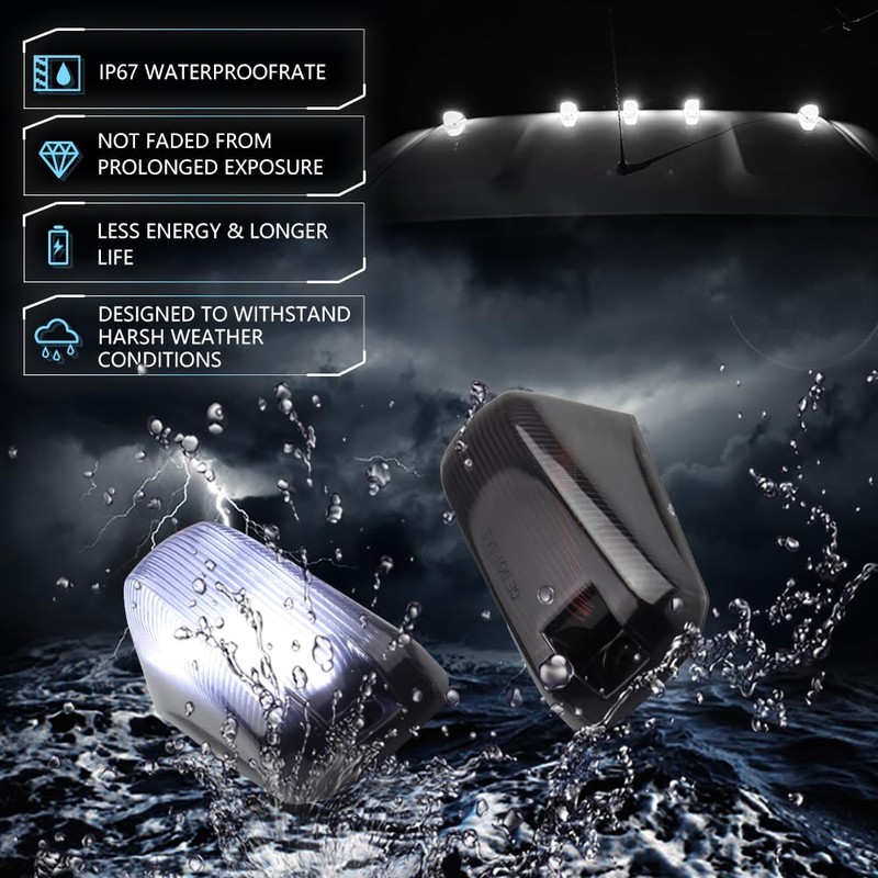 VANKUB 5 PCS Smoked Lens LED Cab Roof Marker Lights