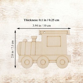 20pcs Train Wood DIY Crafts Cutouts Blank Wooden Train Shaped Hanging Ornaments with Jute Twines Wood Tags for Baby Shower Wedding Birthday Christmas Party Decorations