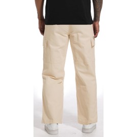 CLANMILUMS Men's Relaxed Fit Cargo Pants Causal Streetwear Trouser with Pocket (34, Khaki)