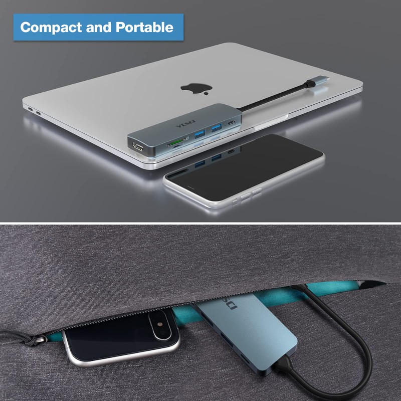 YLSCI USB C Adapter, 6 in 1 Hub with HDMI