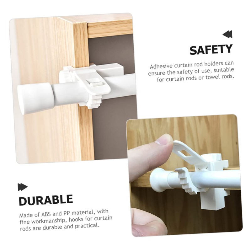STOBAZA Curtain Rod Brackets No Drill 2 Pack White Pp