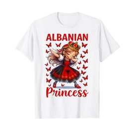 Albanian Princess Dabbing Girl Flag Dress Souvenir for Kids T-Shirt