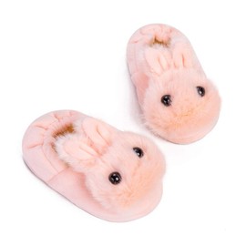 Enteer Baby Girls' Rabbit Slipper Rubber Sole Pink US 11-12