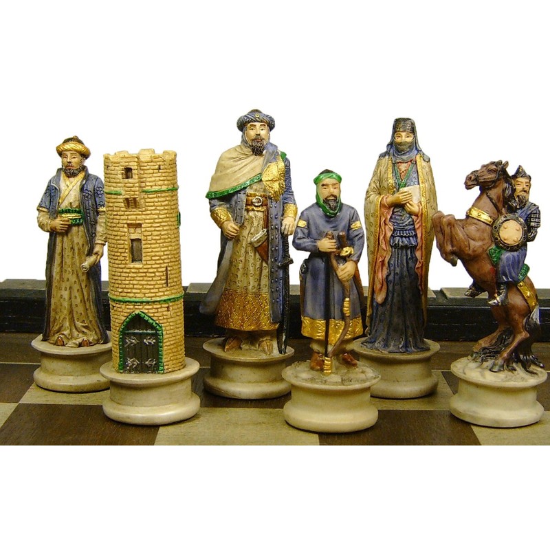 Medieval Times Crusades Arabian vs Christian Knights Chess Set W/