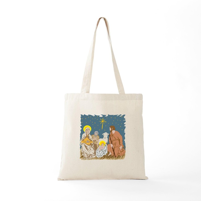 CafePress Christmas Nativity Tote Bag Natural Canvas Tote Bag, Reusable
