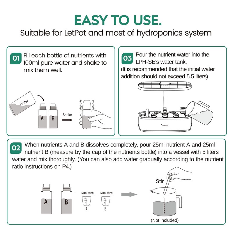 Plant Food A & B Hydroponics Nutrients, Indoor Plant Fertilizer