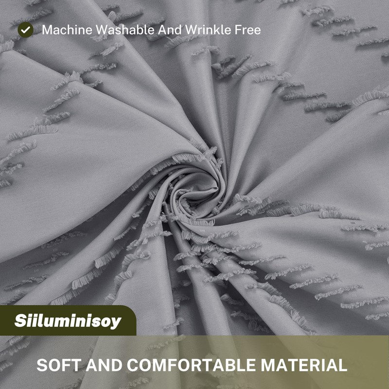 Siiluminisoy Small Stall Boho Shower Curtain Grey Tassel Woven Fabric