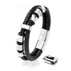 SERASAR 17cm Silver Bracelet Men Gift-Box Genuine-Leather Cowhide Braided Adjust-Able