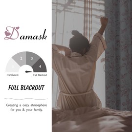 Beauoop Floral 100% Blackout Curtains 72 Inches Long 2 Panels for Bedroom Living Room Pink White Farmhouse Dusty Rose Flower Patterned Room Darkening Thermal Grommet Window Treatments Drapes, 50X72