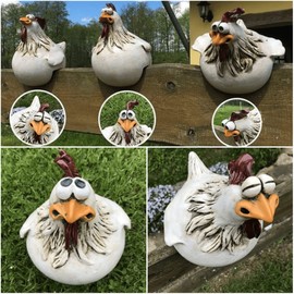 Euiroet Chicken Fence Decoration,Funny Farm Chickens Statues,Resin Chickens Decor,Outdoor Real Animal Statue,Cute Chicken Sculpture,Perfect for Home Garden Stairs,Farm,Patio,Backyard,3 Chickens a Sets