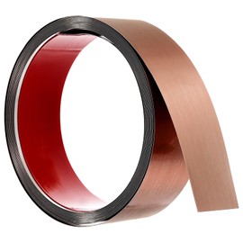 uxcell Wall Trim Molding, 16.4 ft x 1.97 in Stainless Steel Peel and Stick Self Adhesive Trim Metalized Brushed Finish Strip Border Edge Frame Trim for Home DIY Decoration, Rose Gold