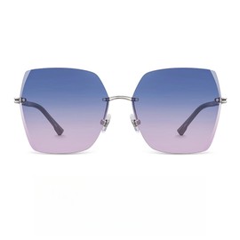 MOLSTA Rimless Polarized Sunglasses for Women Retro Color Gradient Borderless Sun Glasses UV400 Square Shades (Sunset Color)