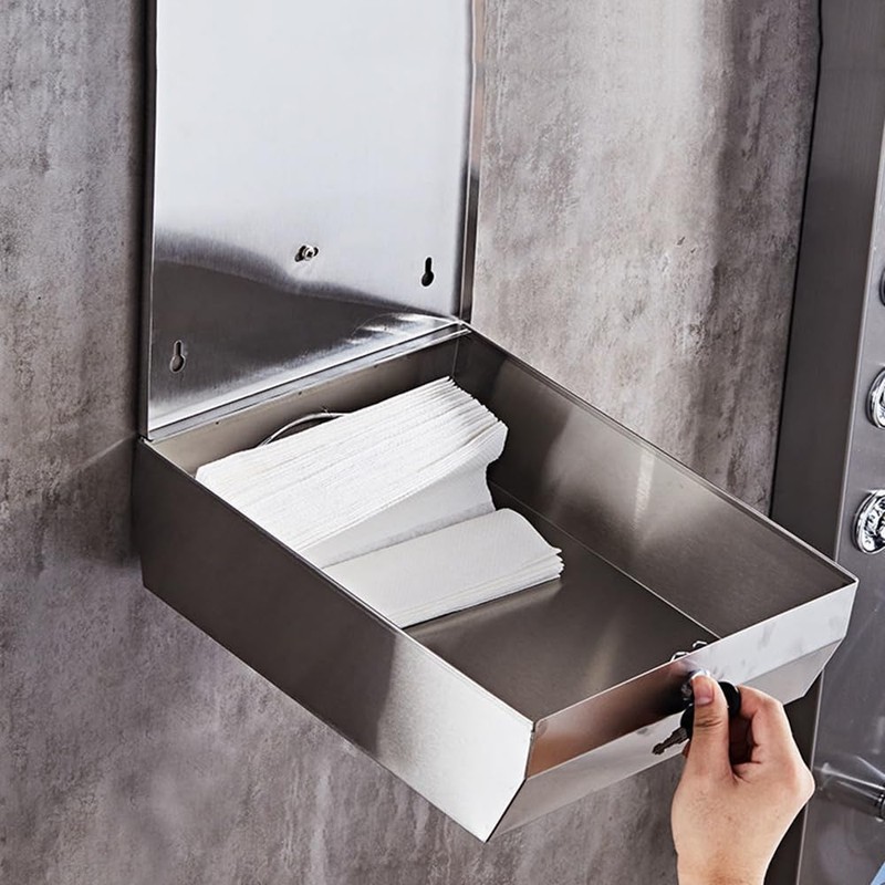 Comercial Paper Towel Dispenser Wall Mount, Brushed Stainless Steel Hand