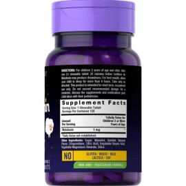 Melatonina Kids Carlyle, 1 mg Para Niños, 120 Tabletas Masticables Sin Sabor                                                                          