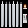 DRomance White Flameless Flickering Taper Candles Battery Operated with Remote