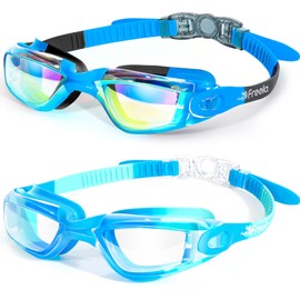 Freela Goggles for Kids 6-14, 2 Packs Swim Goggles for Kids 3-6, Toddler Teens Girls Boys Swimming Goggles,Kids Pool Water Goggles