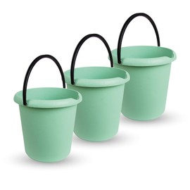 Bucket (3 Pieces) Household Bucket, 5 Litres, in Various Colours, Cleaning Bucket Made of Sturdy Plastic, BPA-Free, Made in the EU, Plastic Bucket (Green)