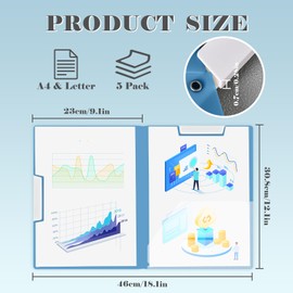 BAYTORY 5Pcs Gradient Report Covers with Swing Clip, Report Folder for A4 & Letter Size Paper, Plastic Folders with Double Clip, Presentation Binder for School Business (Blue)