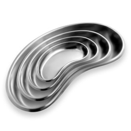 DEXSUR Kidney Shaped Emesis Basin - 4 Pc Set, Durable Stainless Steel, Medical, Dental Instrument, Autoclave Safe with Easy Clean Surface