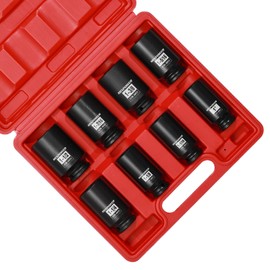 MIXPOWER 8 Pieces 1/2-Inch Drive Deep Impact Socket Set, CR-MO, 6 Point, Deep, SAE, 1-Inch - 1-1/2 inch, 1/2" Drive Axle Nut Socket Set