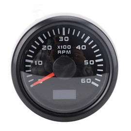 52mm 2inch Car 6000RPM Tachometer Gauge with Hour Meter 7 Color Backlight RPM Meter Kit for Truck Tractor Car RV Boat (Black Dial Black Cover CX6227B)