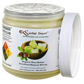 Essential Depot Shea Butter - Grade A - 16 oz - 1 lb - Organic - Unrefined - In Resealable Safety Sealed HDPE Jar