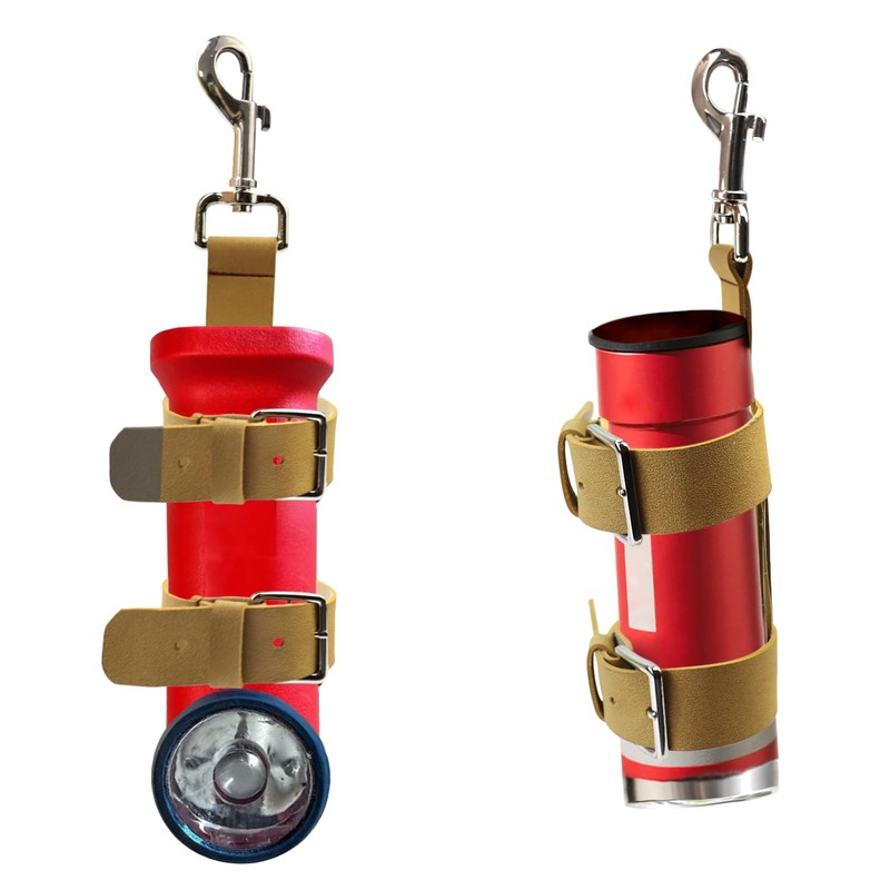 pinklilycare Firefighter Inverted Leather Flashlight Holder Inverted Flashlight Strap Firefighter