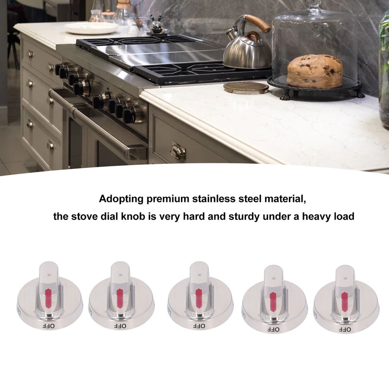 5Pcs Gas Stove Knob Cover Control Dial Knobs Stainless Steel