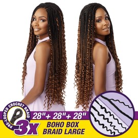 Sensationnel Lulutress crochet braiding hair - 3x boho box braid large 28 inch pre made diy all kanekalon synthetic locs twists (2 pack, T1B/RED)