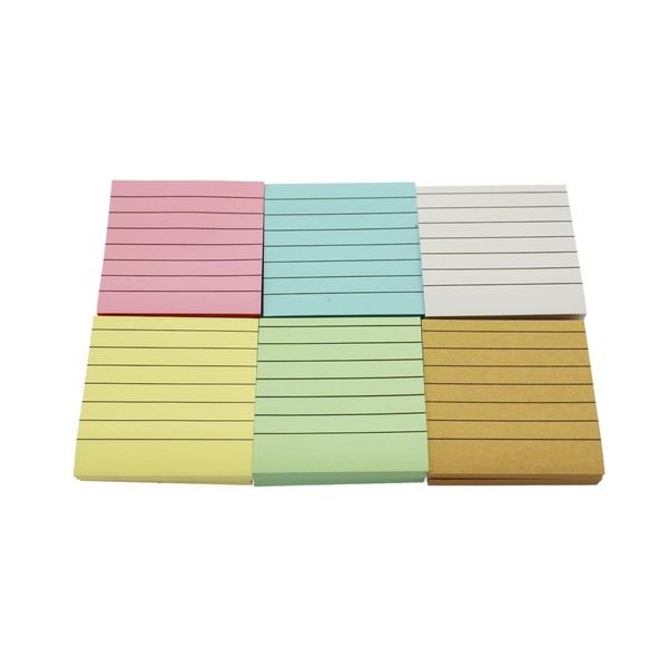 speed mao Simple Square Notepad, Ruled, 6 Colors, Set of