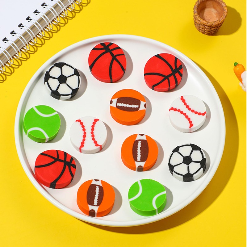ZAKVOOR 70 Pcs Sport Ball Pencil Erasers Bulk for Gift