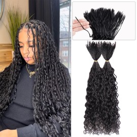 Pre-Divided Human Braiding Hair for Boho Braids Water Deep Wave Human Hair Bulk for Braiding Curly Human Hair for Boho Locs Boho Crochet Braids Human Hair Extensions (1B, 20"-80Strands)