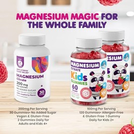 DR. MORITZ Paquete de magnesio: gomitas de magnesio para calmar la mente para adultos (200 mg, 30 unidades) y gomitas de magnesio para niños (120 unid