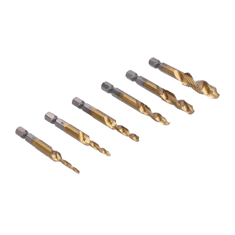 6Pcs Hex Shank Drill High Speed Steel Tap Chamfer Spiral