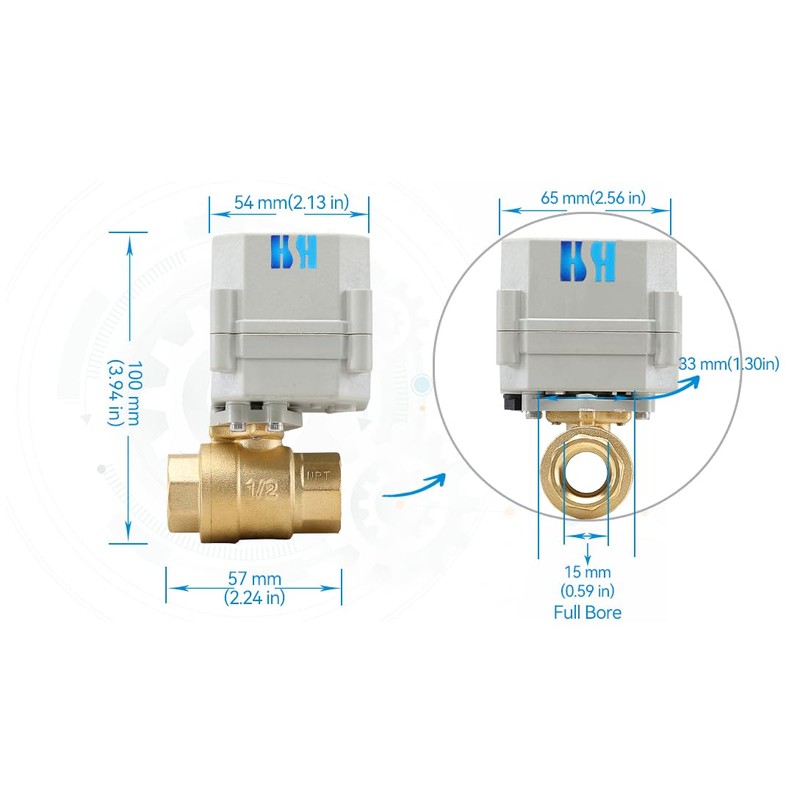 HSH-Flo 1/2" 110-230VAC Brass 2 Way NPT Auto Return Position