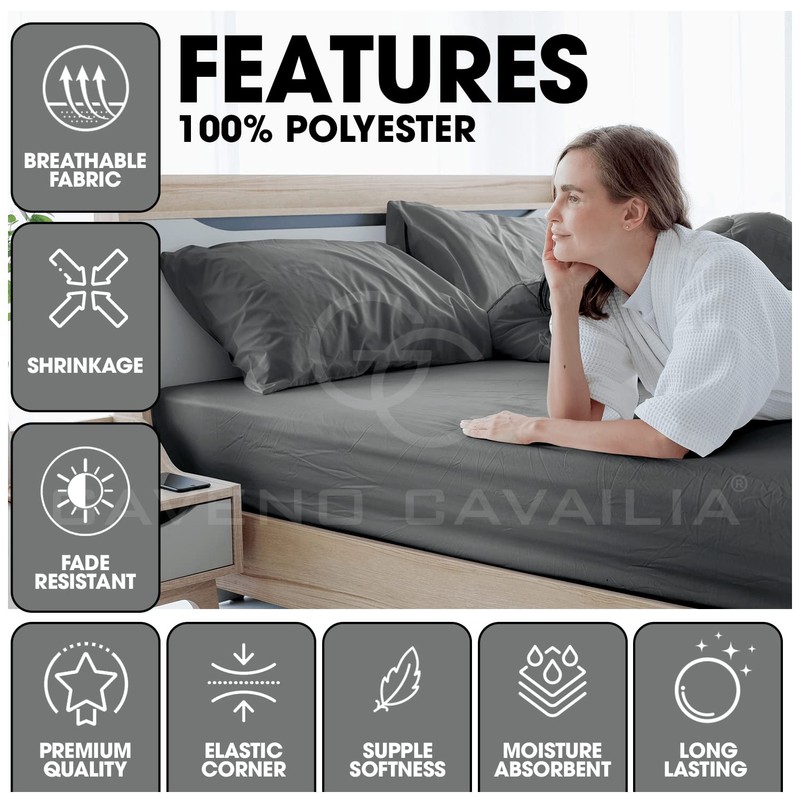 Microfiber Fitted Sheet Double - Plain Dyed Bedding Sheet -