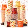 300Pcs Fall Thanksgiving Paper Cups 4Oz Colorful Pumpkin Maple Leaves