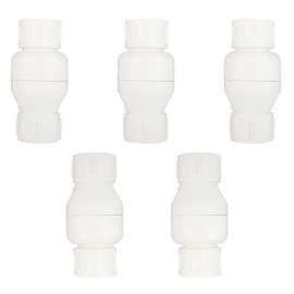 5 Pack HeSun 1 Inch PVC Slip Inline Check Valve, Socket x Socket PVC Pipe Fitting for Backflow Prevention, Schedule 40