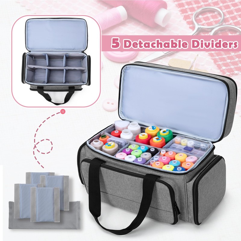 LUXJA Large 2 Layers Sewing Organizer Bag with 5 Detachable