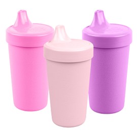Re-Play Made in USA 10 Oz. Sippy Cups for Toddlers, Set of 3 - Reusable Spill Proof Cups for Kids, Dishwasher/Microwave Safe - Hard Spout Sippy Cups for Toddlers 3.13" x 6.25", Princess