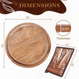 K & R Wood Trivet for hot pots and Pans | Natural Mango Wood | Wood Trivet for hot Dishes | Wooden Cutting Board Reversible | Wooden Trivet and 2 hot Pads for Kitchen | Wood Serving Board Multiuse