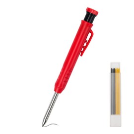 Coolrunner 1Pcs Carpenter Pencils, Mechanical Construction Pencil with Built-in Sharpener Long Nose Deep Hole Woodworking Pencils with 1 Boxes of Spare Refills Perfect for Deep Hole Marking (Red)