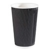 We Can Source It Ltd - 500 x 16oz Black Triple Ripple Paper Wall Disposable Tea Coffee Cappuccino Hot Drinks Cups - can be Recycled in UK Recycling centres!