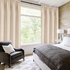 DWCN Brown Blackout Curtains for Small Window, Thermal Insulated Energy Saving Room Darkening Curtains for Kitchen/Bedroom (W42 x L36 inch, Set of 2 Panels, Top of Rod Pocket)