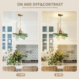 Auwieou Vintage Pendant Lights Green Glass Pendant Lighting Kitchen Island Hand Blown 1-Light Brass Pendant Light Farmhouse Hanging Light fixtures with Glass Shade for Dining Room Bedroom