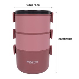 Gigicial Bento Box for Adults, Lunch Box - 2200 ml, Stackable Bento Lunch Box for Adults, 3 Layers in a Large Bento Box, Ideal Portion Sizes for Children, Rinse (Red)