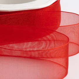 Italian Options Organza Chiffon Ribbon, 25mm x 20 Metre Roll, Red