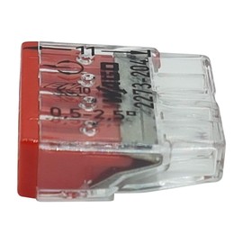 Pack of 20 x Wago 2273-204 Compact Connection Box Terminals Ø 0.5 - 2.5 mm², 4-Pin, Transparent, red