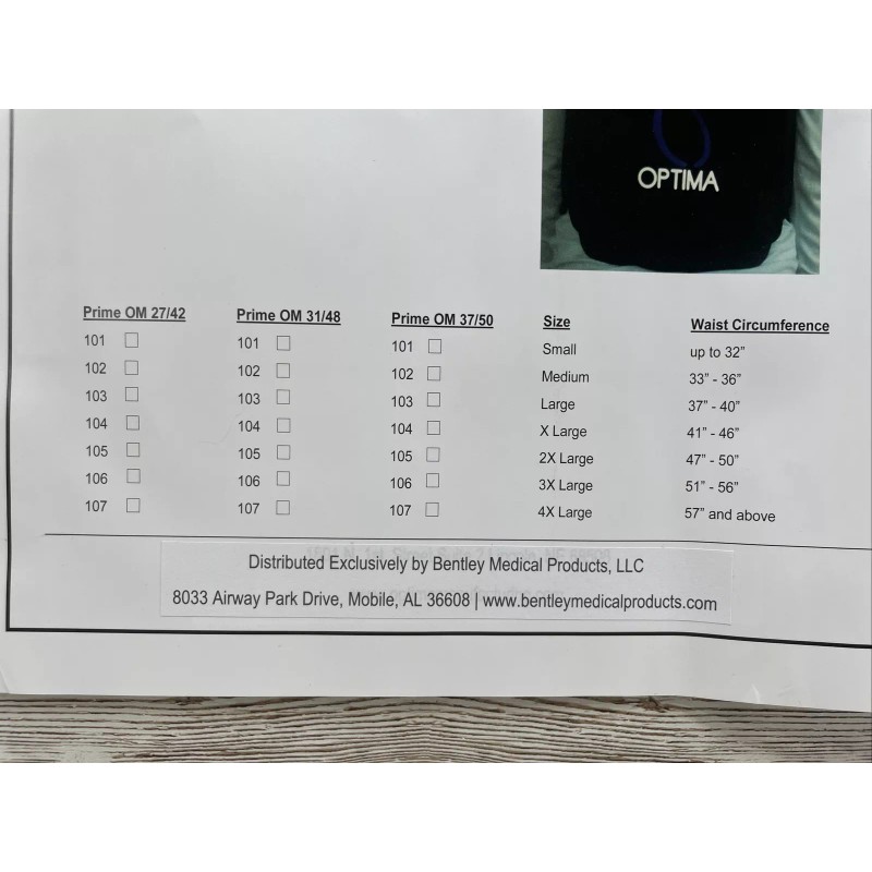 Optima Back Brace Lumbar Support Prime Series XL for 41"-